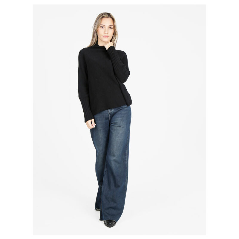 Solada Maglione Donna Oversize a Collo Alto Nero Taglia Unica