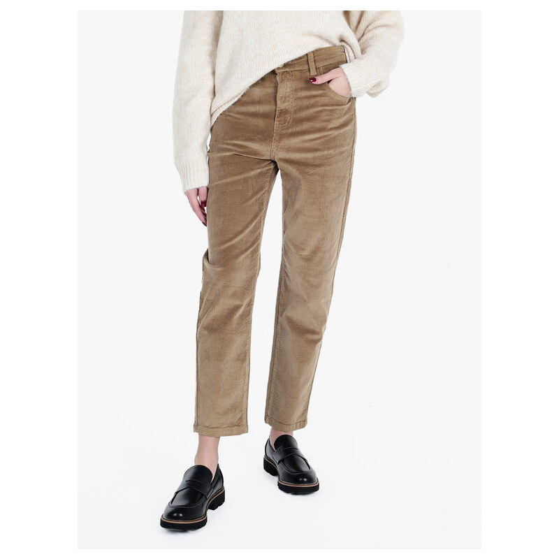 Vale Denim Pantaloni Donna In Velluto a Coste Casual Beige Taglia L