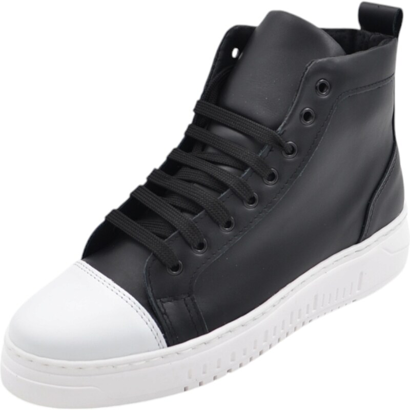 Sneakers alte con lacci logati Donna, Bianco | Milano