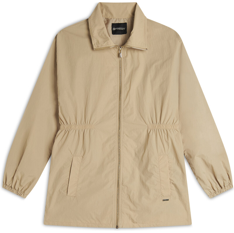 Freddy Parka donna collo alto in nylon con zip ed elastico in vita