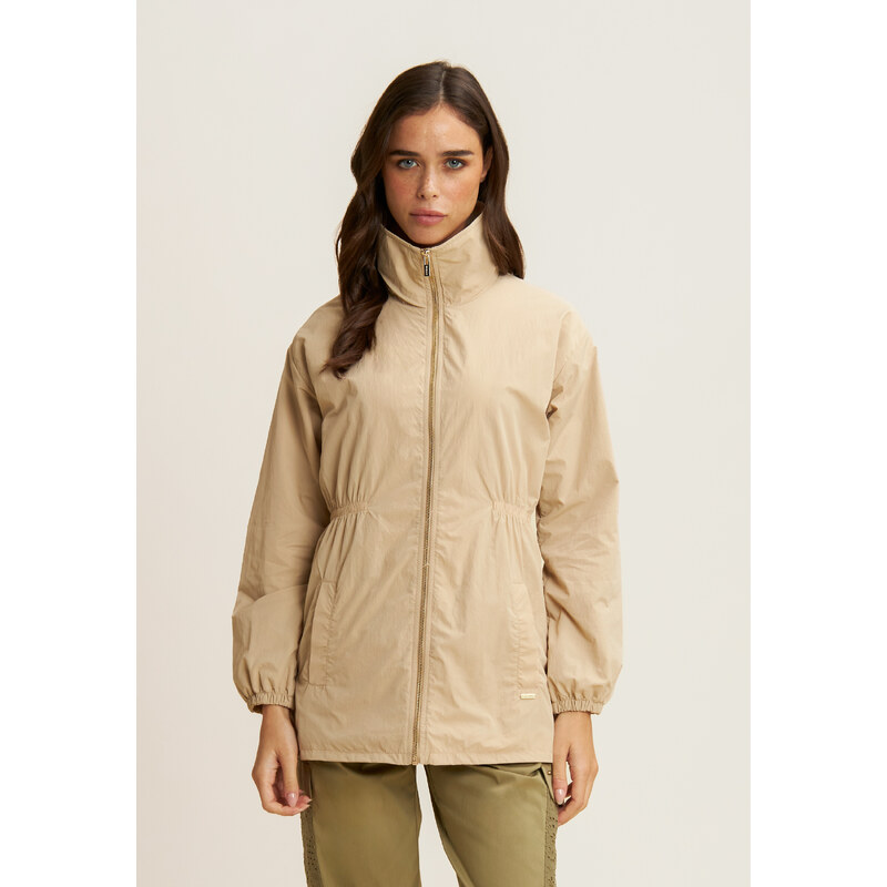 Freddy Parka donna collo alto in nylon con zip ed elastico in vita