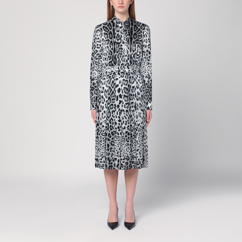 Dolce&Gabbana Abito longuette con stampa leopardo in seta