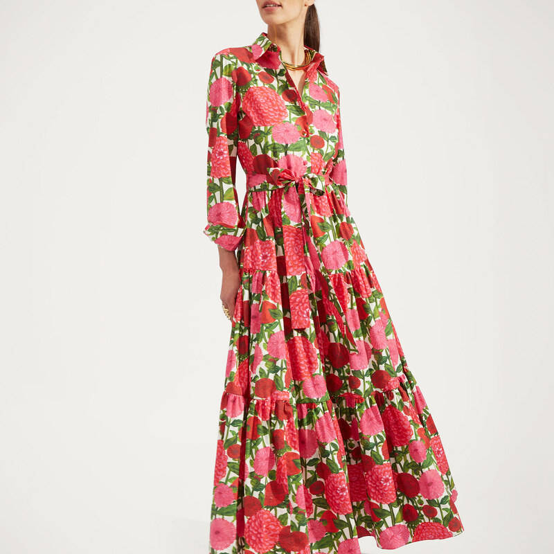 La DoubleJ Dresses gend - Bellini Dress Pink Dahlias XS 100% Cotton