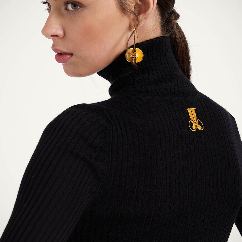 La DoubleJ Knitwear gend - High Kick Top Black L 70% Cashmere 27% Silk 3%Ostrich Feathers