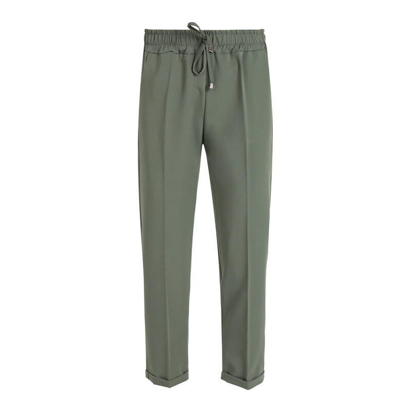Frenetika Pantaloni Donna Con Risvolto Finale e Laccetti Casual Verde Taglia L