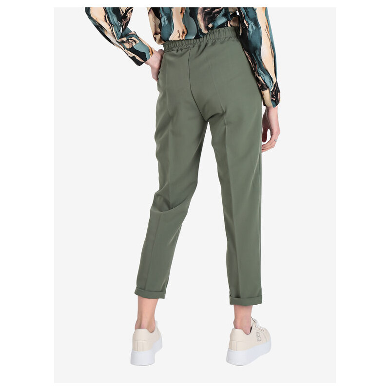 Frenetika Pantaloni Donna Con Risvolto Finale e Laccetti Casual Verde Taglia L