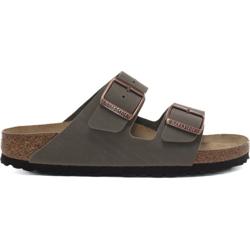 Birkenstock sandali da donna arizona birko flor nubuck in vera pelle con doppio cinturino grigio