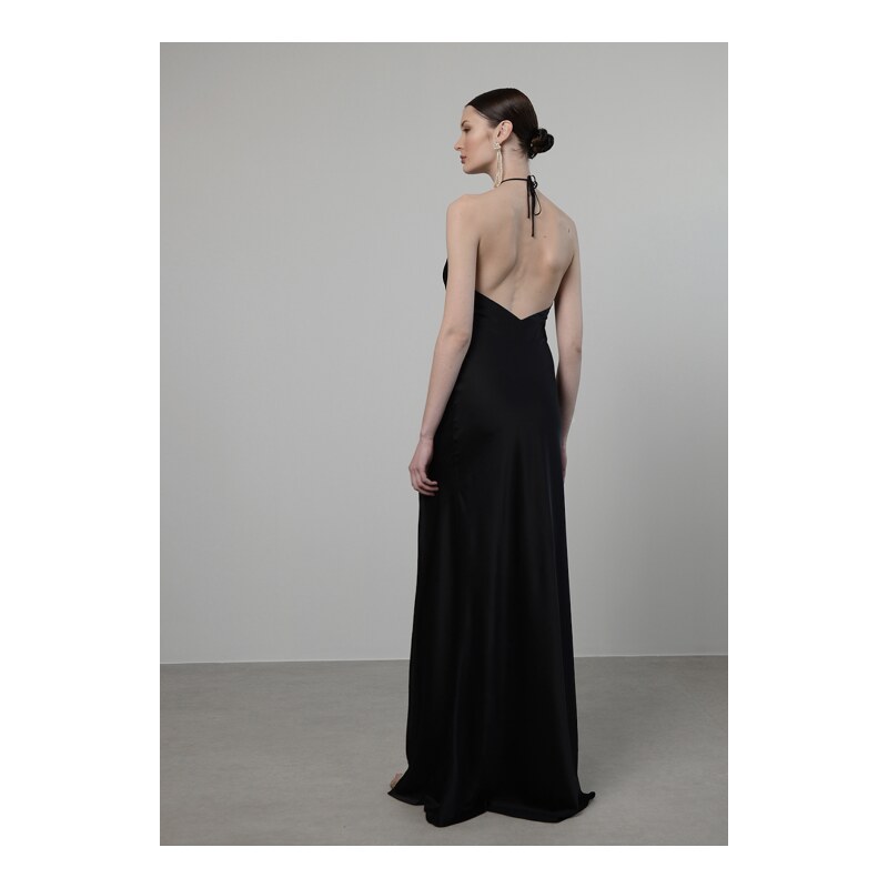 Maxi Cintura Kimono Donna Nida Aperta Lunga Tinta Unita Nero - Taglie 52-60