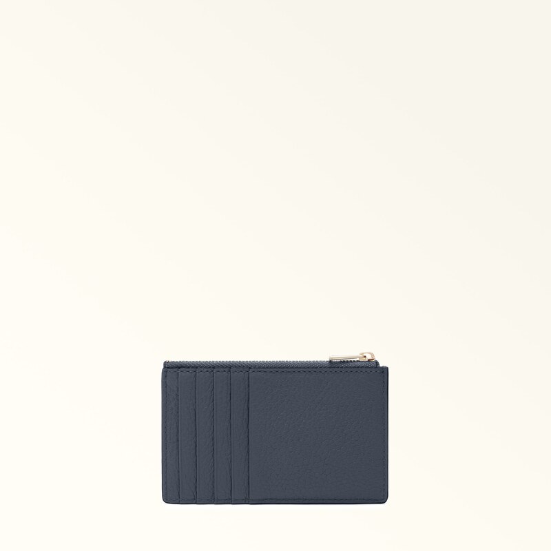 Furla Camelia Porta Carte Di Credito M Denim Blu Pelle Di Vitello Granata Donna