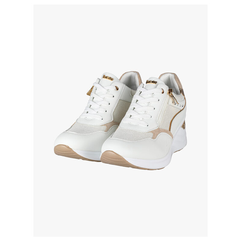 Inblu Sneakers Donna Stringate Con Zeppa e Zip Bianco Taglia 36