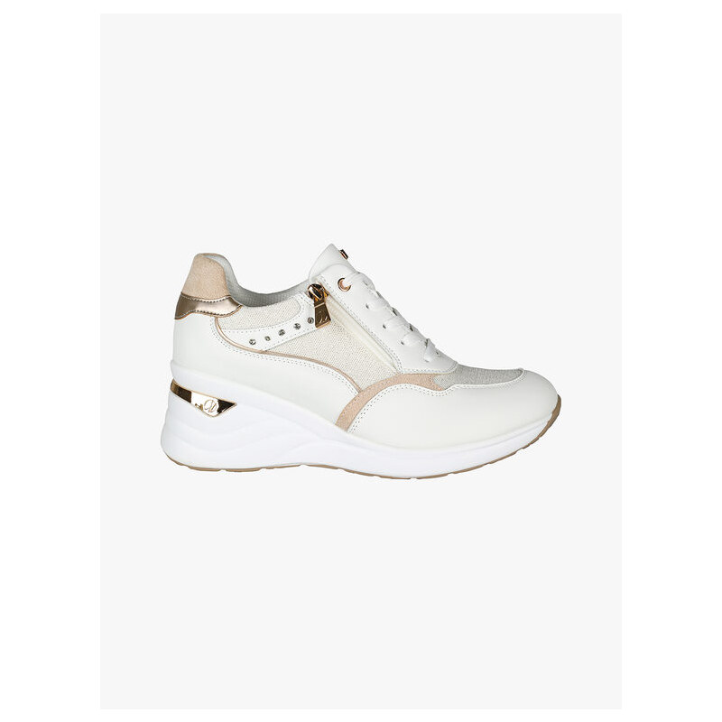 Inblu Sneakers Donna Stringate Con Zeppa e Zip Bianco Taglia 36