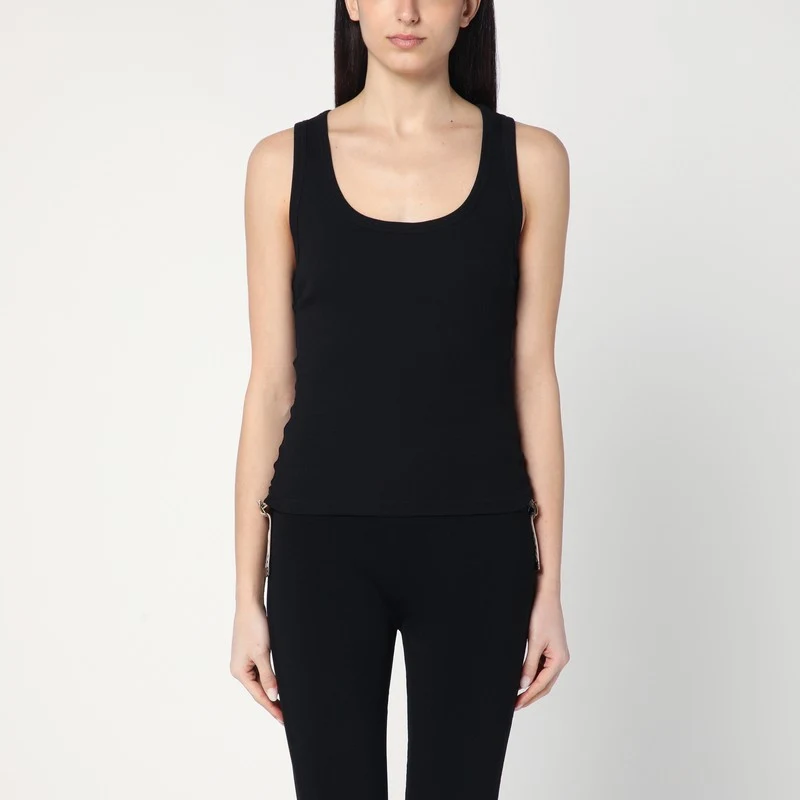 Canotta BCBG Max Azria Rich maglia nera cami strass perline
