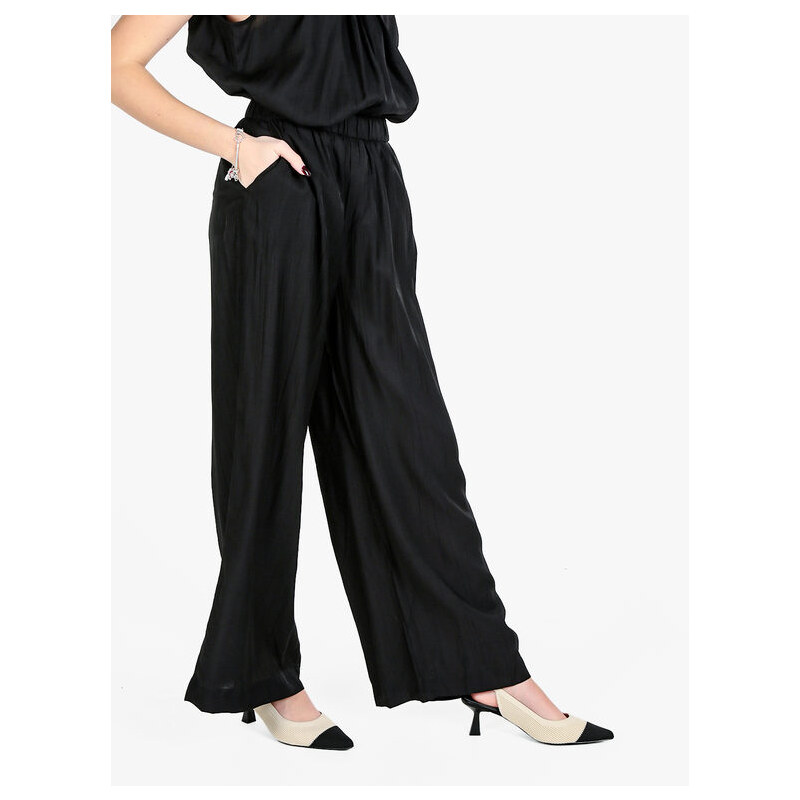 Solada Pantaloni Leggeri Da Donna a Gamba Larga Casual Nero Taglia Unica