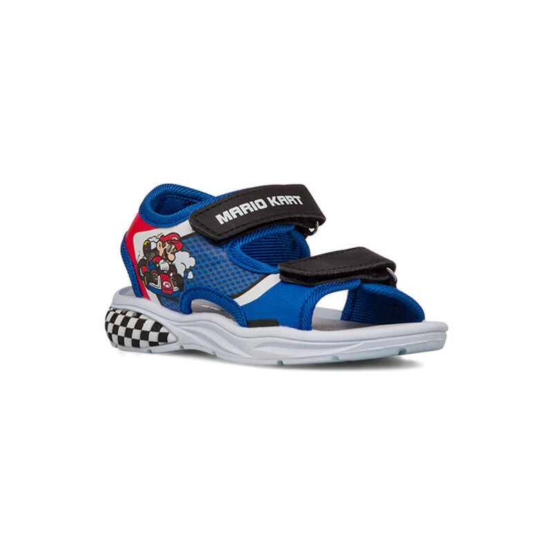 Sandali blu da Bambino con chiusura a strappo e stampa Mario Kart