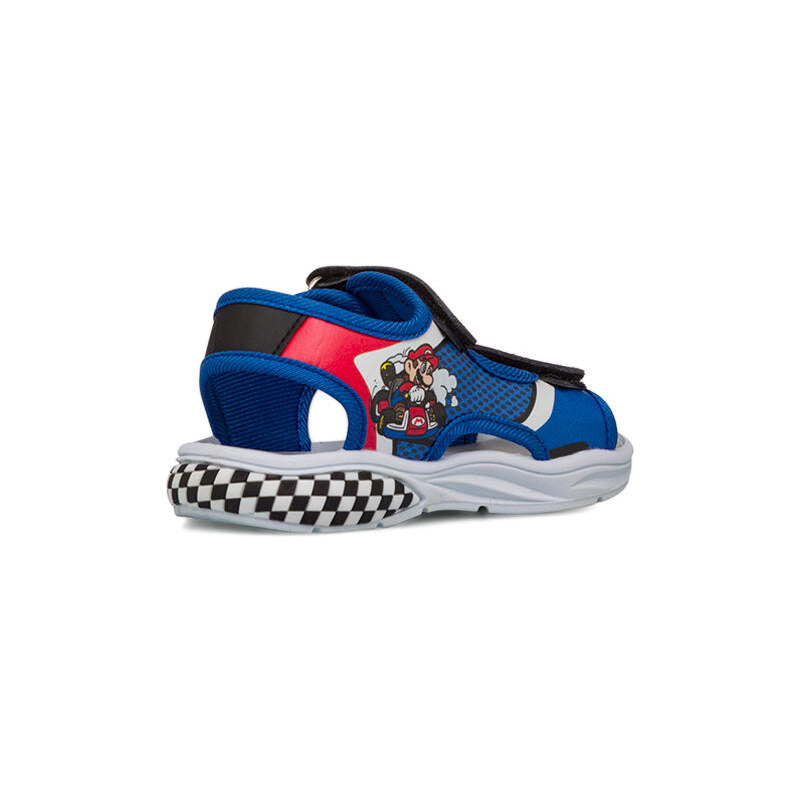 Sandali blu da Bambino con chiusura a strappo e stampa Mario Kart