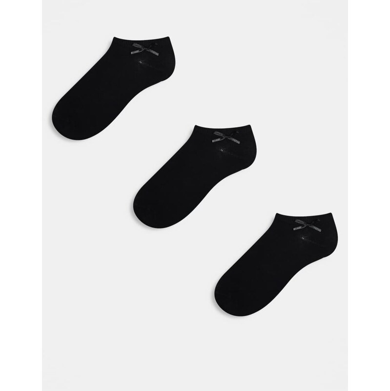 ASOS DESIGN - Confezione da 5 calzini sportivi neri con fiocco sul retro-Nero