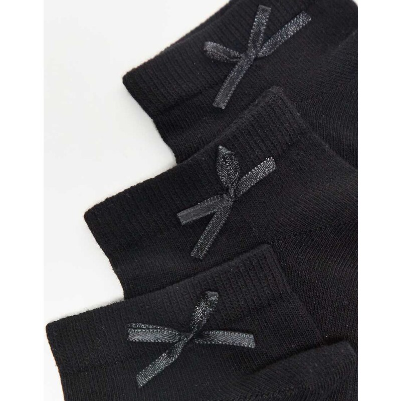 ASOS DESIGN - Confezione da 5 calzini sportivi neri con fiocco sul retro-Nero