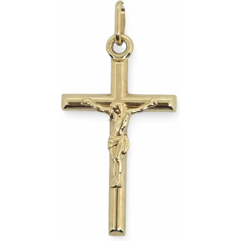 iGold Pendente croce in oro giallo 9 carati con cristo