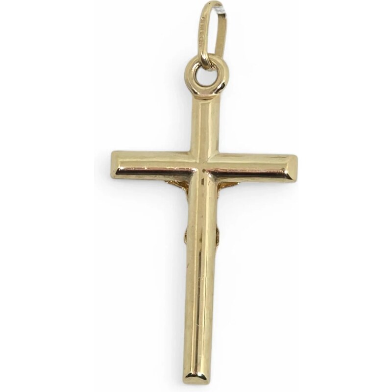 iGold Pendente croce in oro giallo 9 carati con cristo