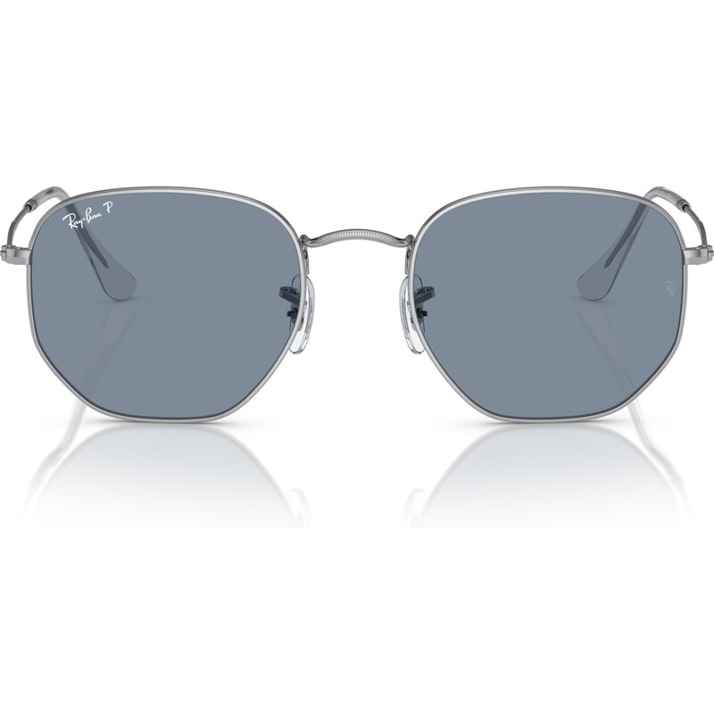 Ray - Ban Unisex RB3548N HEXAGONAL 003/02 Occhiali da sole Acciaio Argento Blu Geometrica Polarizzata