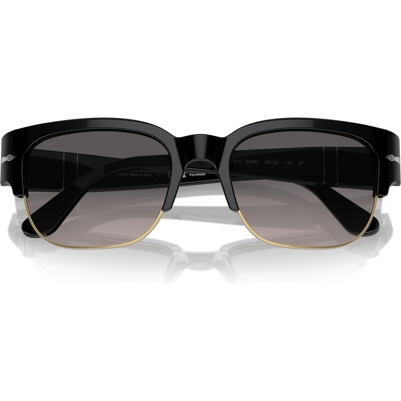 Persol Unisex PO3319S TOM 95/M3 Occhiali da sole Acetato Nero Grigio Pillow Polarizzata Sfumato