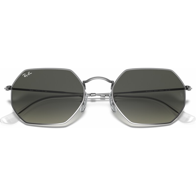 Ray - Ban Unisex RB3556N OCTAGONAL 004/71 Occhiali da sole Metallo Grigio Grigio Geometrica Normale Sfumato