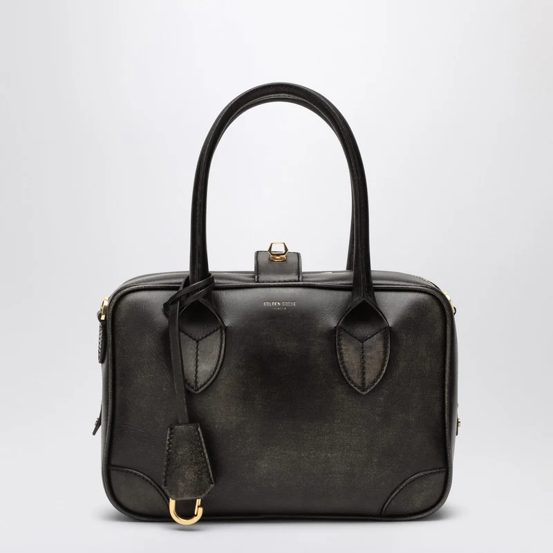 Borsa A Tracolla Uomo In Vera Pelle Nera - Vintage, Robusta Con Cerniera - A1 FASHION GOODS