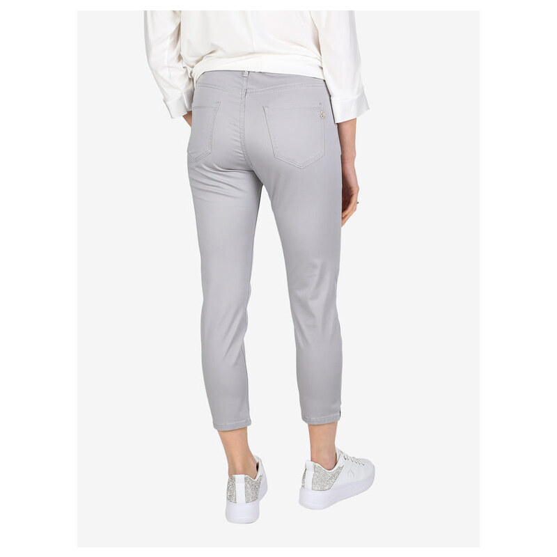 Max & Liu Pantaloni Capri Donna In Cotone Con Piccolo Spacco e Strass Sul Finale Casual Grigio Taglia 3xl