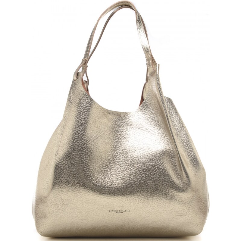 Gianni Chiarini borsa a spalla da donna dua in vera pelle bottalata oro chiaro