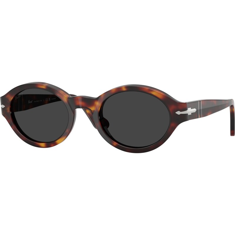Persol Donna PO3378S LORIS 24/48 Occhiali da sole Acetato Tartaruga Grigio Rotonda Polarizzata