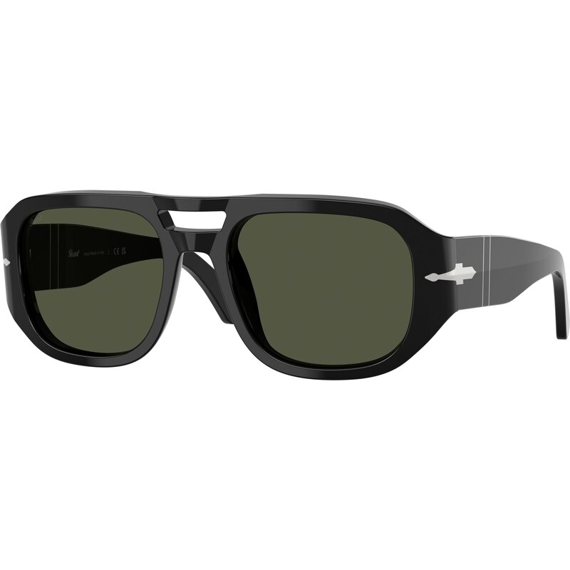 Persol Unisex PO3373S VINCENT 95/31 Occhiali da sole Acetato Nero Verde Pilot Normale