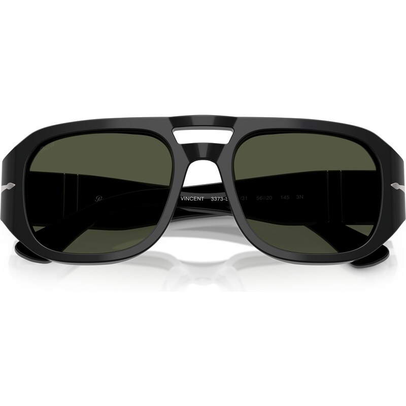 Persol Unisex PO3373S VINCENT 95/31 Occhiali da sole Acetato Nero Verde Pilot Normale