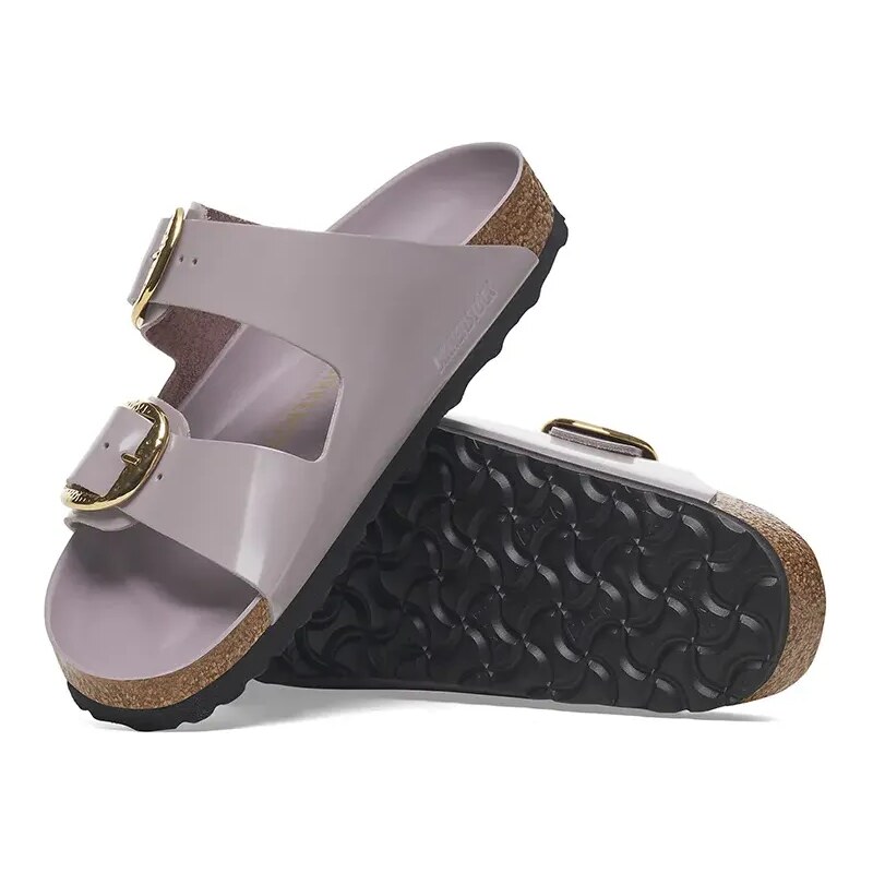 Birkenstock infradito in pelle Arizona Hammered Buckle donna colore violetto 1029762
