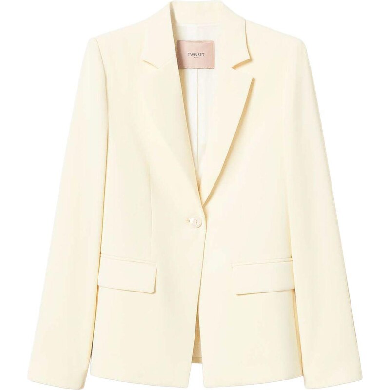 TWINSET Giacca blazer in crêpe fluido vaniglia