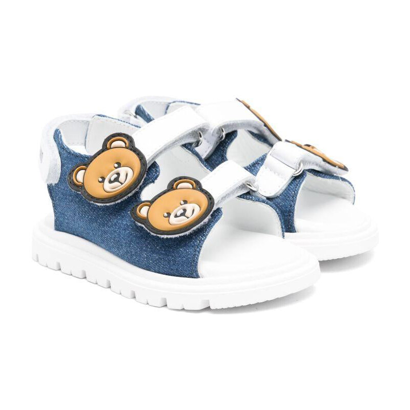 MOSCHINO KIDS Sandali neonato in denim con teddy