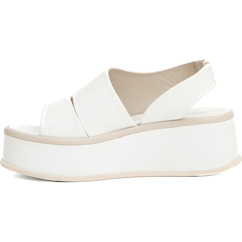 PATRIZIA BONFANTI sandalo zeppa 5 cm in pelle bianco