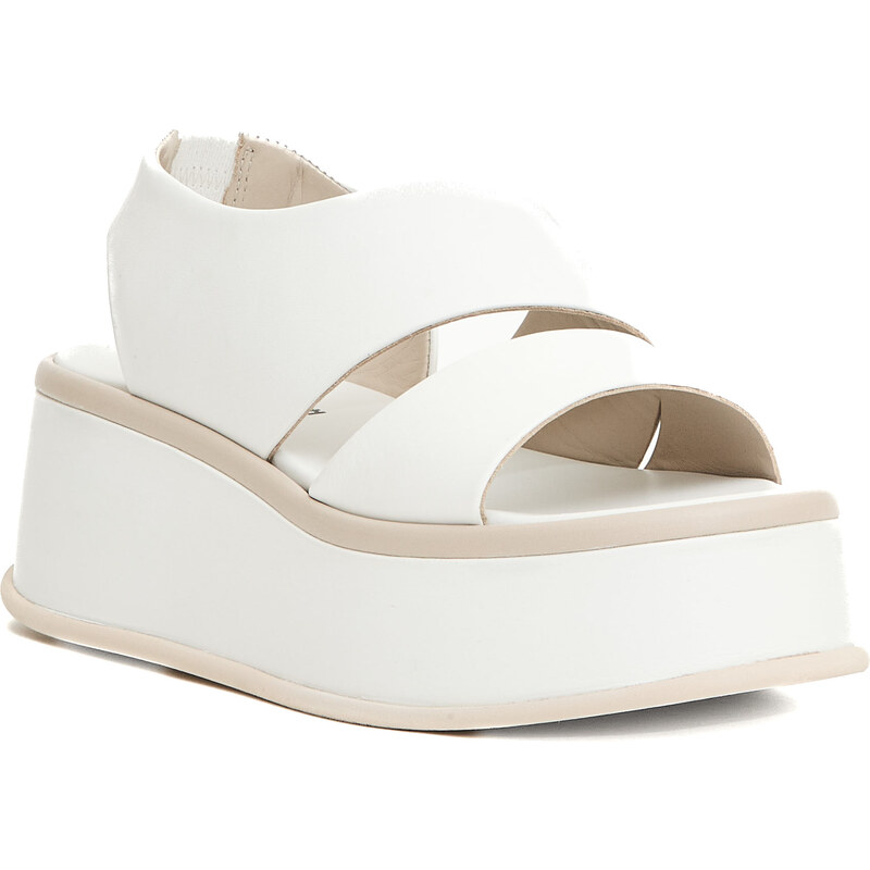 PATRIZIA BONFANTI sandalo zeppa 5 cm in pelle bianco