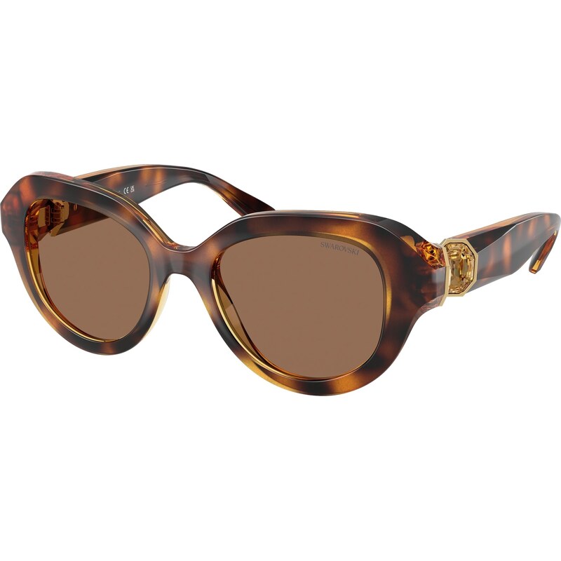 Swarovski Donna SK6037 100273 Occhiali da sole Iniettato Tartaruga Marrone Rotonda Normale