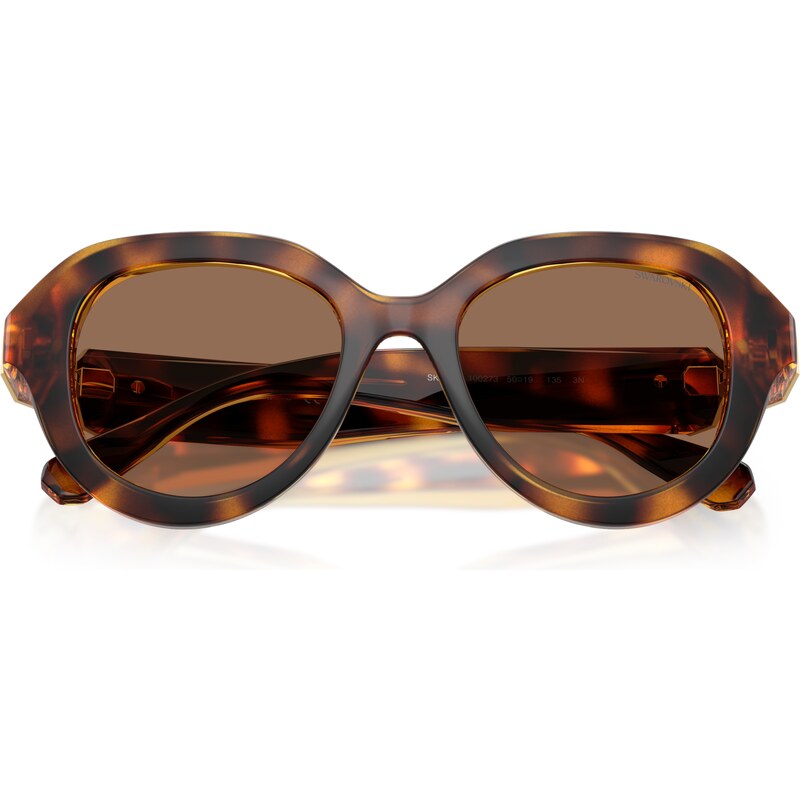 Swarovski Donna SK6037 100273 Occhiali da sole Iniettato Tartaruga Marrone Rotonda Normale