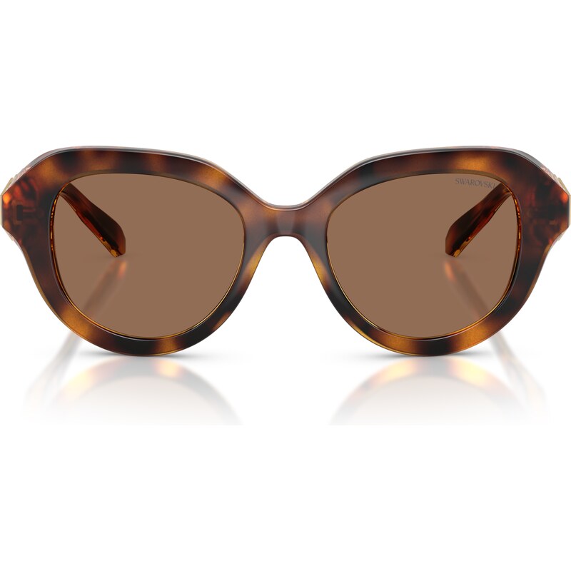 Swarovski Donna SK6037 100273 Occhiali da sole Iniettato Tartaruga Marrone Rotonda Normale