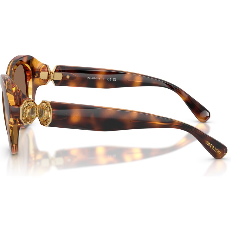 Swarovski Donna SK6037 100273 Occhiali da sole Iniettato Tartaruga Marrone Rotonda Normale