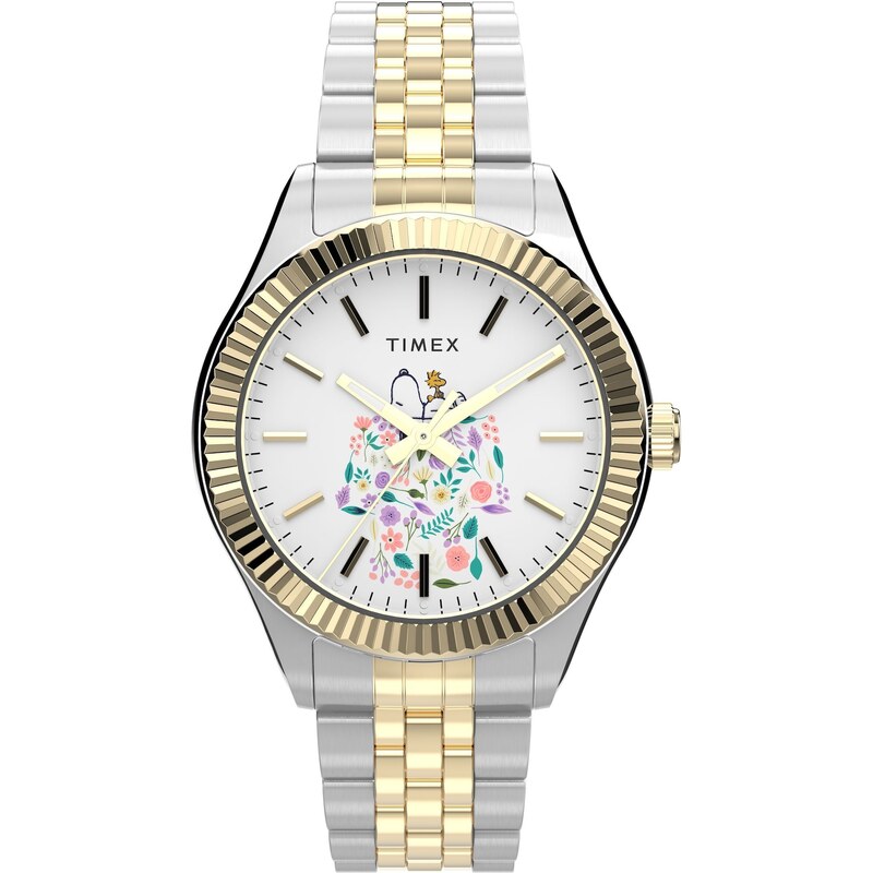 Timex Orologio Donna T53822 Al Quarzo, Quadrante Bianco Con Numeri Arabi E Funzione Indiglo - Cinturino In Acciaio Bicolore