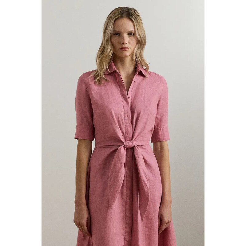Lauren Ralph Lauren vestito di lino colore rosa 200905667
