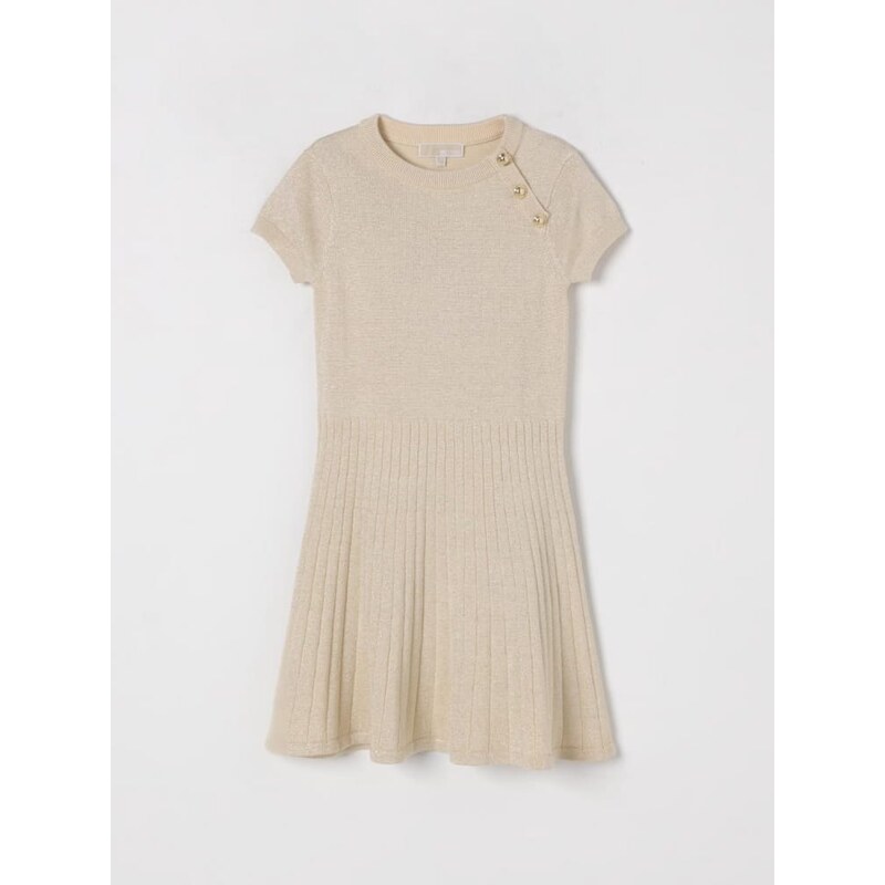 Michael Kors abito oro bambina in cotone logo bottoni oro con logo