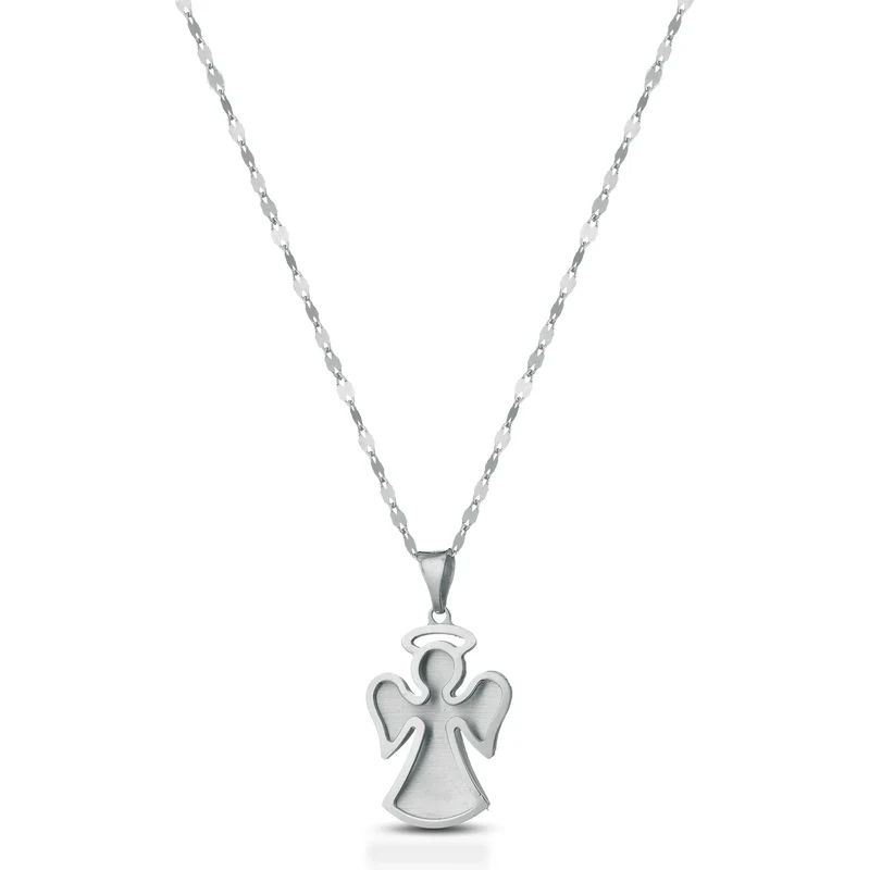 byOGM Collana in oro bianco 18kt con pendente angelo