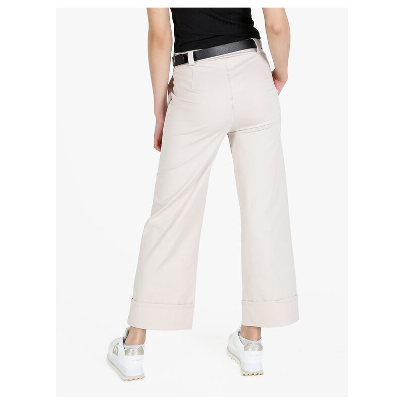 Solada Pantaloni Donna Culotte Con Cintura e Risvolto Sul Finale Casual Beige Taglia L