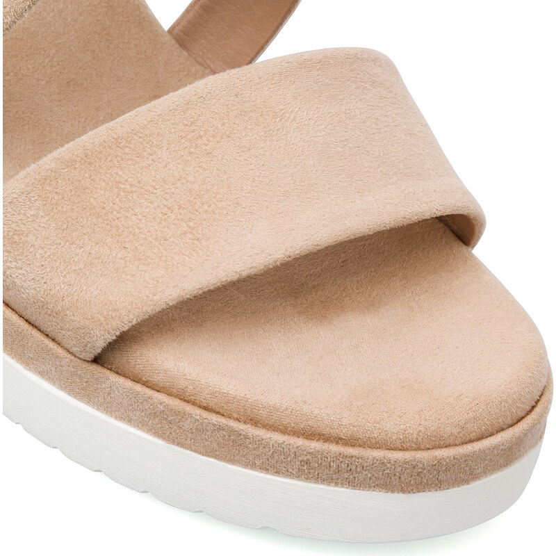Sandali Zeppe Nude da Donna con tomaia Incrociata e Tacco 7 cm P Soft