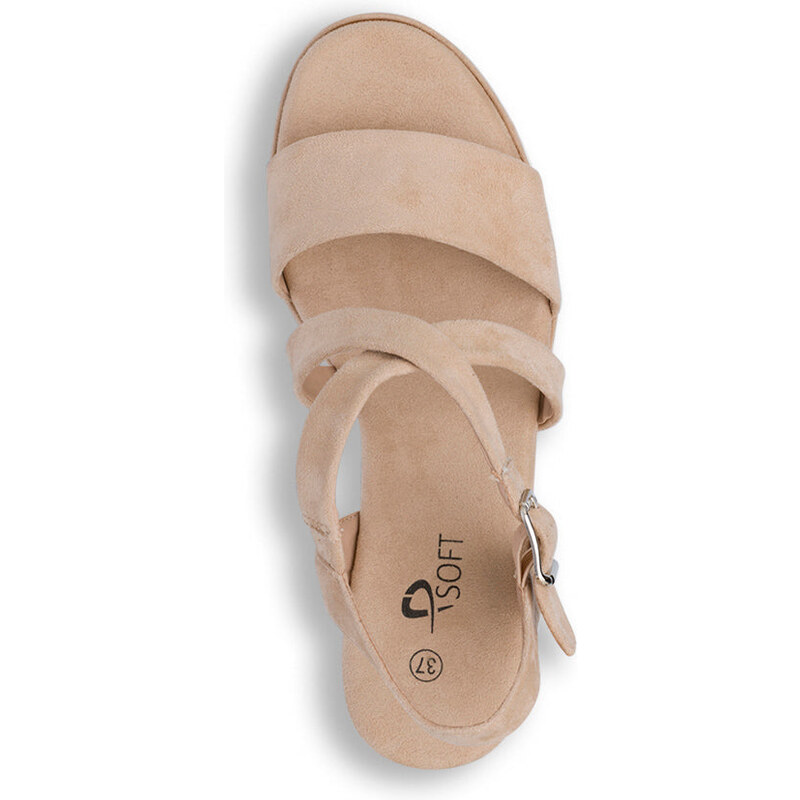 Sandali Zeppe Nude da Donna con tomaia Incrociata e Tacco 7 cm P Soft