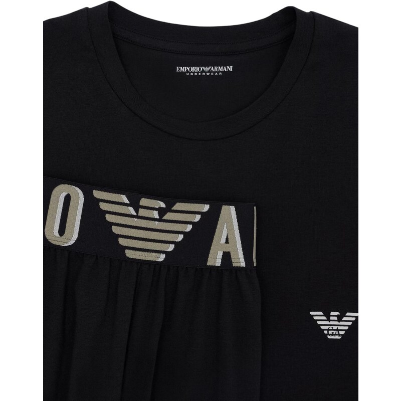 EMPORIO ARMANI Pigiama a megalogo di cotone organico con pantaloncini Bermuda
