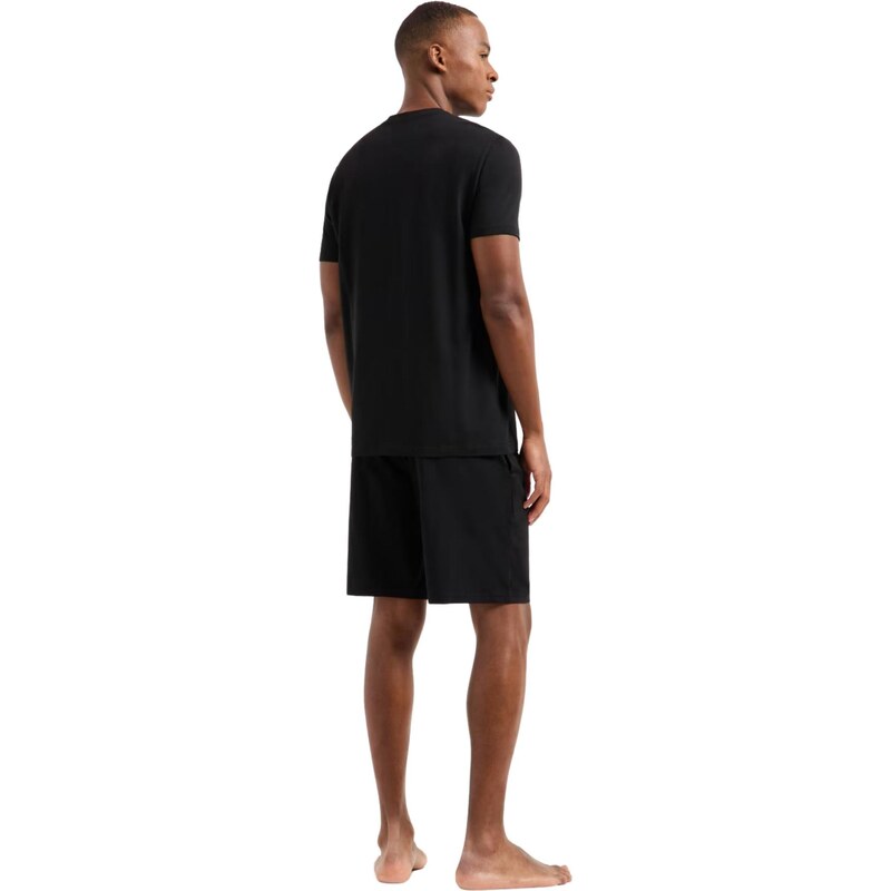 EMPORIO ARMANI Pigiama a megalogo di cotone organico con pantaloncini Bermuda